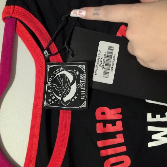 ⚡3/40$⚡ Killstar Black Tee with Red Trim and White Print - Picture 3 of 4